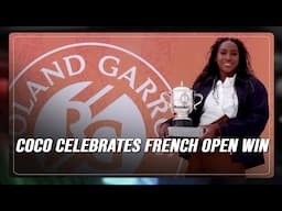 WATCH: Coco Gauff shows off French Open trophy to adoring fans in Paris | SOUNDBITES