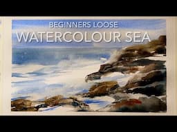 PAINT A LOOSE WATERCOLOR SEASCAPE! Beginners WATERCOLOUR Landscape Painting, Techniques Tutorial