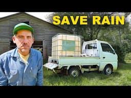 Saving Rain with IBC Tote from an Abandoned Barn Roof