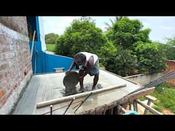 Magnificent! Bathroom roof Construction of reinforcement-Using by Sand and cement mixer