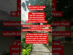 Saint gobain is Hiring SAP Professional for Mumbai location.June month 2025 job update.