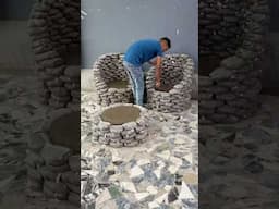 Cement sofa 🛋️ using plastic bags #shorts #ytshorts #fun #cementcraft