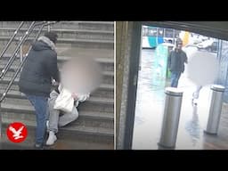 Man tries to kidnap teenage girl at train station in shocking footage