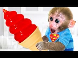 Monkey Baby Bon Bon rescues duckling with a magical broom and harvests grapes at the farm
