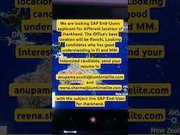 Hiring SAP End User for Ranchi Location. June month job update