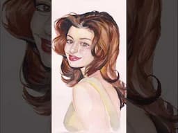 Painting Anne Hathaway (again!) 🌸 Full tutorial on my Patreon 🥰 #art #watercolor
