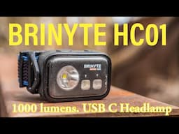 Brinyte HC01 1000 Lumen Rechargeable Headlamp, USB-C/AAA , Red Light - Camping Hunting Hard Hat