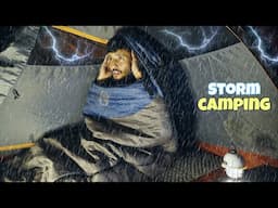 Solo Camping In Heavy Rain & Lightning Thunderstorm: Caught In a Hailstorm | Extreme Weather Camping