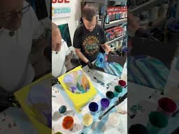 Painting side by side to create different outcomes using the same paints and technique. #art #fyp