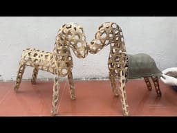 Awesome Technique Making Coffee Table  From Wooden Pallets , Cloth , Bamboo Horse And Cement