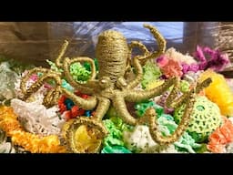 Coral reef stumpwork goldwork octopus | textile & fibre art | Fleur Woods inspired #slowstitching