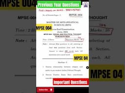 MPSE 004 Important Questions with Previous Year Questions|June Exam 2025|IGNOU MA History#ignouexam