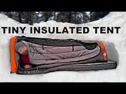 Camping in Dugout Snow Shelter with Warm Insulated Coffin Tent