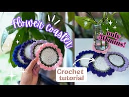 EASY Flower Coaster Crochet Tutorial for Beginners - Only 30 mins! #crochetpatterns #crochetbeginner