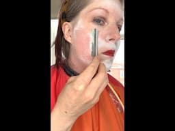 Shaving my hairy face with dry shampoo and straight-edge razor
