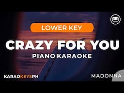 Crazy For You - Madonna (Lower Key - Piano Karaoke)