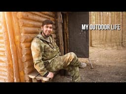 My outdoor life off the grid. I knocked together a bench from old boards. Cleaning up the area.