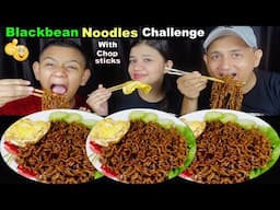 SPICY   BLACKBEAN NOODLES EATING CHALLENGE WITH CHOPSTICKS @BudaBudiVlogs