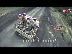 Ukrainian FPV drone blows up dozens of Russian infantry arriving across the Lyman River