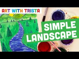 How to Draw a Simple Perspective Landscape Painting Art Lesson Using the Element of Art Space