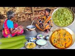 FISH CURRY And LAU POSTO CURRY Recipe cooking &eating by our tribe couple.