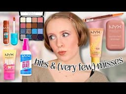 Full Face of NYX Makeup: Buttermelt Glaze Skin Tint, Face Glue Setting Spray, Lip IV, & more