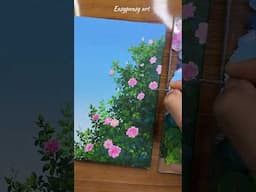 Acrylic Painting: Roses Blooming on a Tree