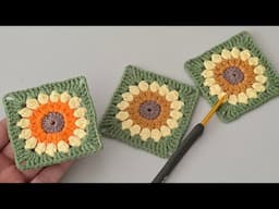 Your First Granny Square?🌻Try This Simple Sunflower Crochet Pattern!