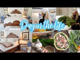 DAY IN THE LIFE // NEW BEDROOM DECORATE WITH ME // GARDENING BEFORE THE STORM  REFRIGERATOR RESTOCK