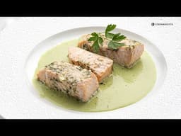 Salmon asado con salsa de albahaca, una opción fresca y ligera