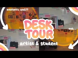 AESTHETIC Desk Tour + Photo Wall ♡ ART & SCHOOL Supplies