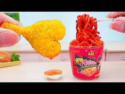 Best Korean Street Food😍🔥Miniature Buldak Purple Noodle & Fried Chicken🍗🍜Tiny Cakes