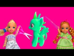 Elsa and Anna toddlers hairdressers at the spa for ponies part 2