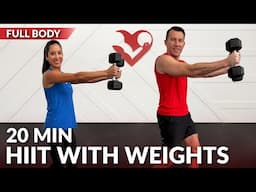 20 Minute HIIT Workout with Weights at Home for Fat Loss - Dumbbell Full Body No Jumping Women & Men