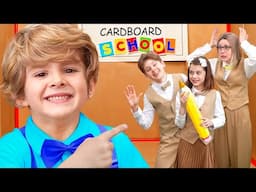 Eva and Funny CARDBOARD School Adventure and Challenges