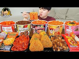 ASMR MUKBANG 편의점 핵불닭 미니!! 떡볶이 & 핫도그 & 김밥 FIRE Noodle & HOT DOG & GIMBAP EATING SOUND!