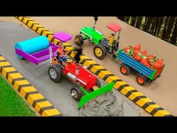DIY Mini Tractor Making Road RC Tractor Science Project | Construction Vehicles, Concrete Rotor
