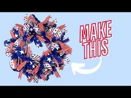 Simple DIY Deco Mesh Patriotic Wreath | How To Make A Deco Mesh Wreath