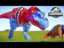 Dinosaur Super Hero Rex, and Big Dinosaurs Fighting, Spinosaurus vs T-REX - Jurassic World Evolution