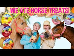 WE ATE HORSE TREATS! LIKIT TASTE TEST WITH POPCORN AND COOKIE!