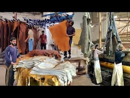 Incredible Making Process of Pure Leather from Salted Cow Hides | How Skin Leather Made in Factory