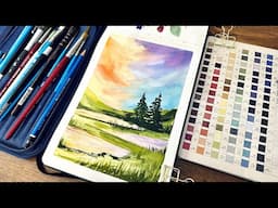 Watercolor Journal Day 83 ( Replay Pastel Sky Landscape)
