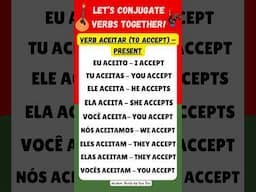 Verb Aceitar (Accept) in Portuguese. Present Simple #learnportuguese #conjugateverbs