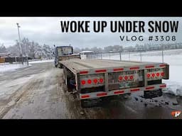 WOKE UP UNDER SNOW!! | My Trucking Life | Vlog #3308