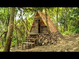 Builder Long Cabin Shelter From Stone  Wood Survival In Wild