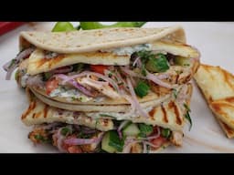 Healthy Chicken wrap,Chicken & Halloumi wrap Recipe By Recipes Of The World
