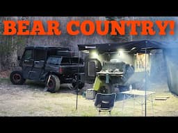 40 Mile Adventure Into Bear Country With My Tiny Camping Trailer!  UTV camping.