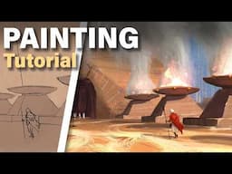 How I Paint a Landscape Environment Concept Art (Digital Painting Tutorial)
