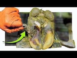 HUGE FLAPS of HOOF HORN cut from this foot