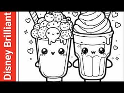 Delicious Frozen Kawaii Milkshakes! ❄️🧁 Cute Coloring Fun with Elsa & Anna l Disney Brilliant